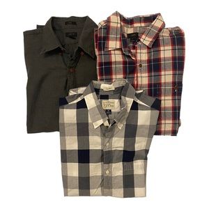 J. Crew Men's Casual Button Down Shirts, Set of 3, Size Medium, Cotton, Plaid